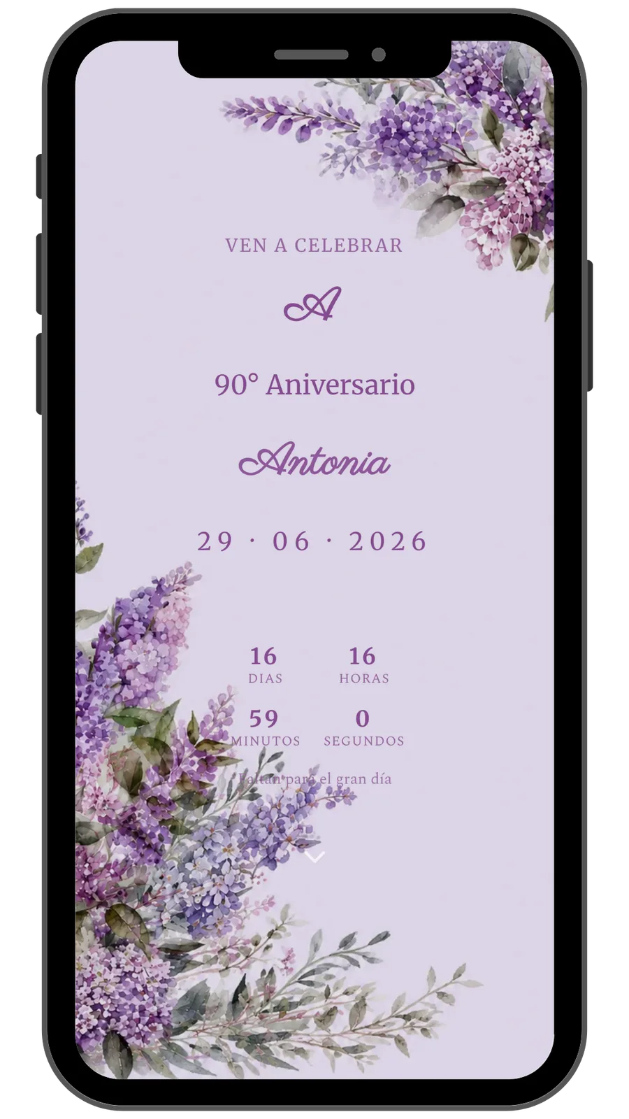 Ejemplo de invitación para Aniversarios
